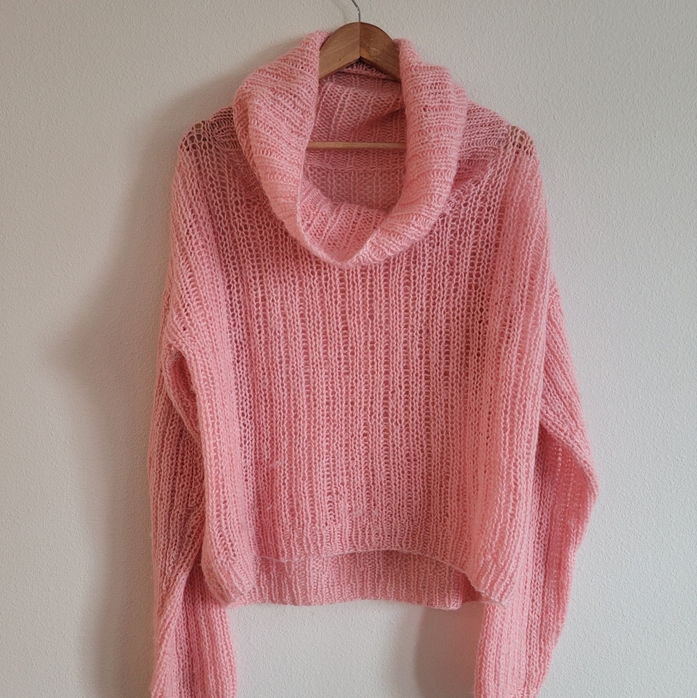 Vintage Handmade Bubblegum Pink Slouchy Oversized Mohair Sweater